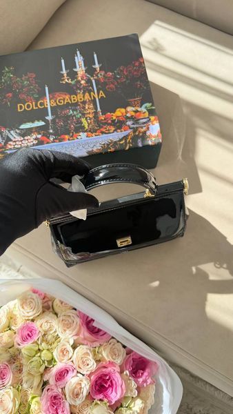 Жіноча лакована сумка Dolce & Gabbana Sicily Black Gold 999733 фото