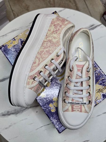 Жіночі кеди Christian Dior Walk'n'Dior Toile de Jouy рожево-золоті 4577969555 фото