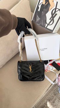 Шкіряна сумка Saint Laurent YSL Niki Black Gold 45464 фото