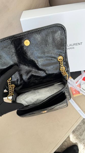 Шкіряна сумка Saint Laurent YSL Niki Black Gold 45464 фото