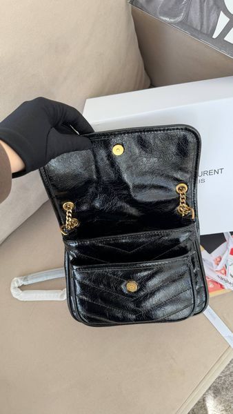 Шкіряна сумка Saint Laurent YSL Niki Black Gold 45464 фото