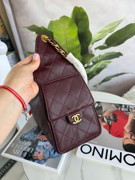 Жіноча сумка Chanel 25 Small Handbag Burgundy Caviar 658484 фото
