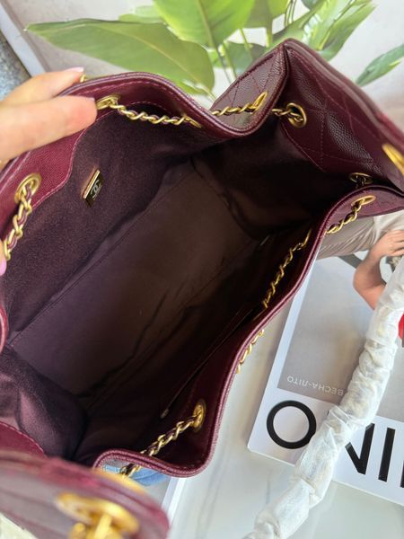 Жіноча сумка Chanel 25 Small Handbag Burgundy Caviar 658484 фото