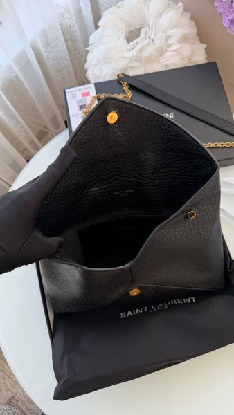 Сумка Saint Laurent Gaby Envelope Clutch шкіряна чорна 034328 фото