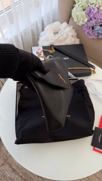 Сумка Saint Laurent Gaby Envelope Clutch шкіряна чорна 034328 фото
