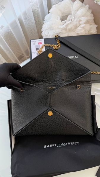 Сумка Saint Laurent Gaby Envelope Clutch шкіряна чорна 034328 фото