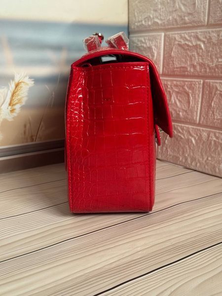 Жіноча лакована сумка Chanel Classic Maxi Flap Red Crocodile Silver  6644526 фото