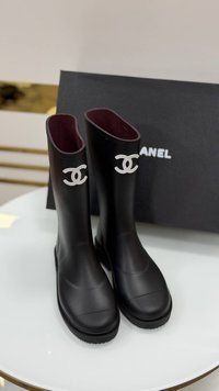 Жіночі гумові чоботи Chanel Rubber Rain Boots Black 3515 фото