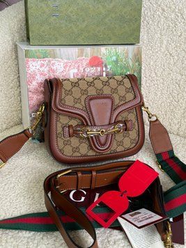 Жіноча сумка Gucci Horsebit 1955 Shoulder Bag GG Supreme Canvas Brown 999963 фото