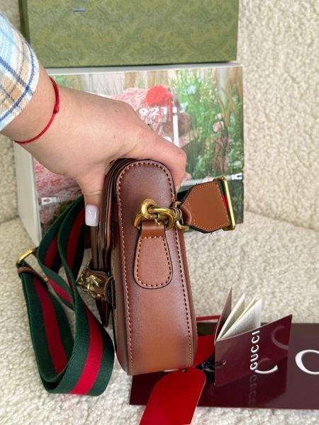 Жіноча сумка Gucci Horsebit 1955 Shoulder Bag GG Supreme Canvas Brown 999963 фото