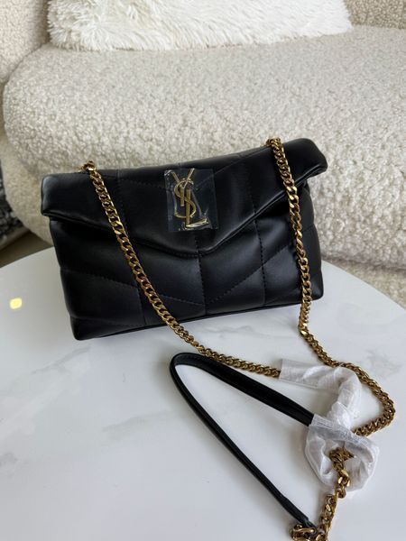 Жіноча шкіряна сумка Saint Laurent Loulou Puffer Toy Black Gold 11224567 фото
