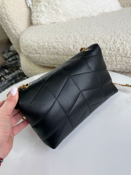 Жіноча шкіряна сумка Saint Laurent Loulou Puffer Toy Black Gold 11224567 фото