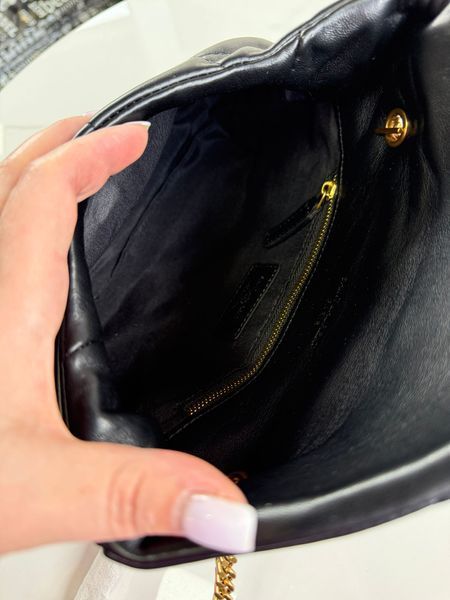 Жіноча шкіряна сумка Saint Laurent Loulou Puffer Toy Black Gold 11224567 фото