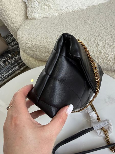 Жіноча шкіряна сумка Saint Laurent Loulou Puffer Toy Black Gold 11224567 фото