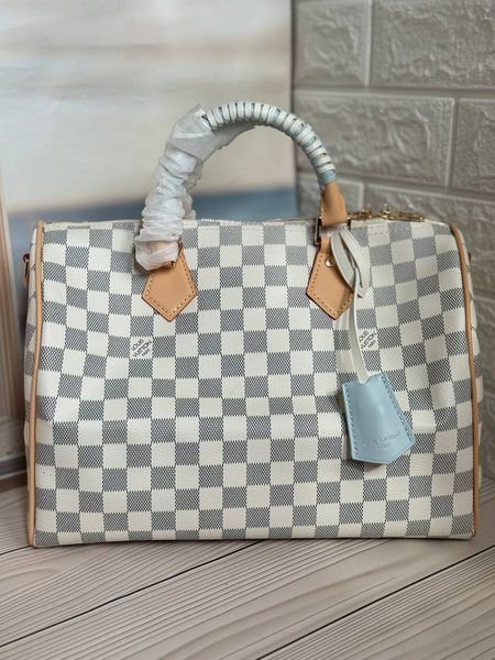 Жіноча сумка Louis Vuitton Speedy Bandouliere 30 Damier Azur Canvas 00003535 фото