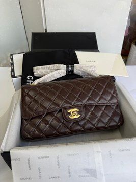 Жіноча шкіряна сумка Chanel Classic Flap Bag Chocolate Gold 5569952 фото