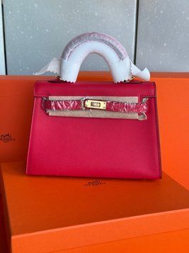 Жіноча шкіряна сумка Herm&egrave;s Kelly Mini 20 Rose Epsom Gold Hardware 09096363 фото