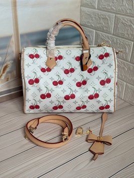 Жіноча сумка Louis Vuitton x Takashi Murakami Speedy 30 Cherry White Monogram 112345 фото