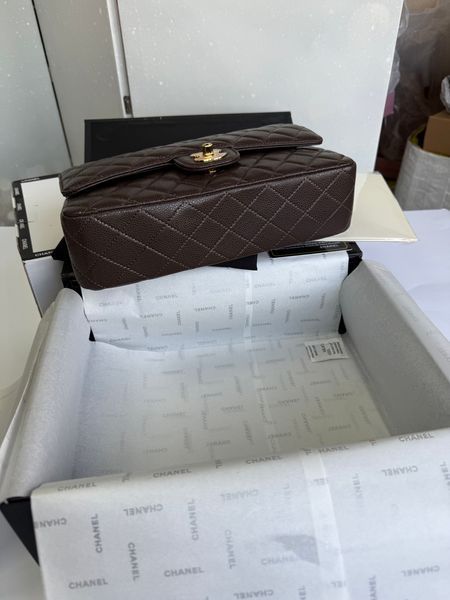Жіноча шкіряна сумка Chanel Classic Flap Bag Chocolate Gold 5569952 фото