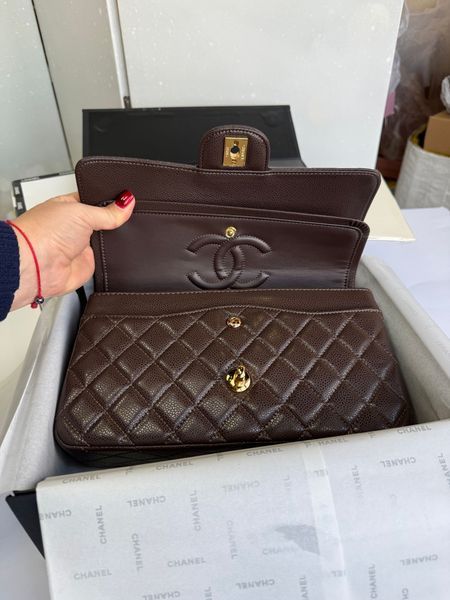 Жіноча шкіряна сумка Chanel Classic Flap Bag Chocolate Gold 5569952 фото