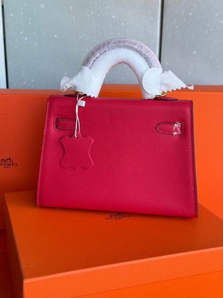 Жіноча шкіряна сумка Herm&egrave;s Kelly Mini 20 Rose Epsom Gold Hardware 09096363 фото