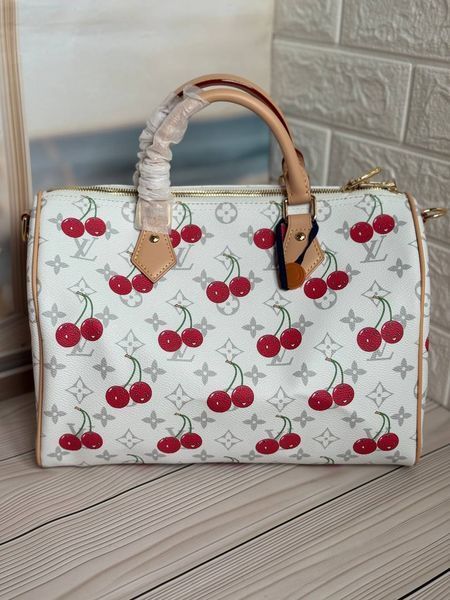 Жіноча сумка Louis Vuitton x Takashi Murakami Speedy 30 Cherry White Monogram 112345 фото