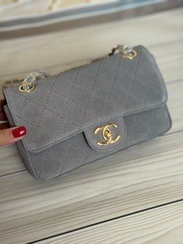 Жіноча замшева сумка Chanel Classic Flap Grey 333521 фото
