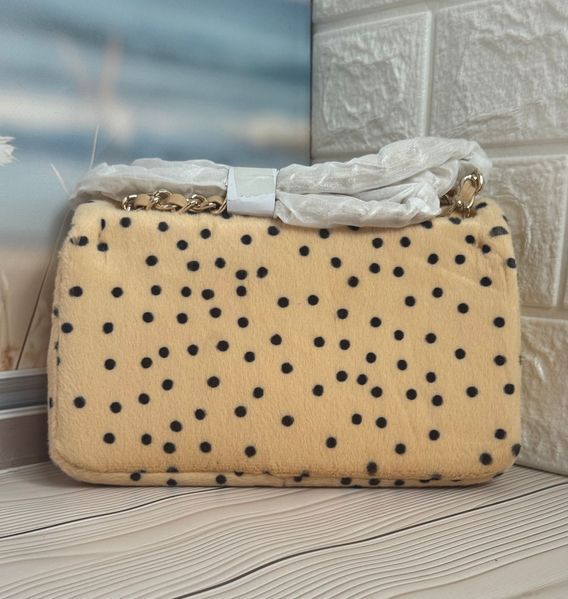 Жіноча хутряна сумка Chanel Classic Flap Polka Dot 78885 фото