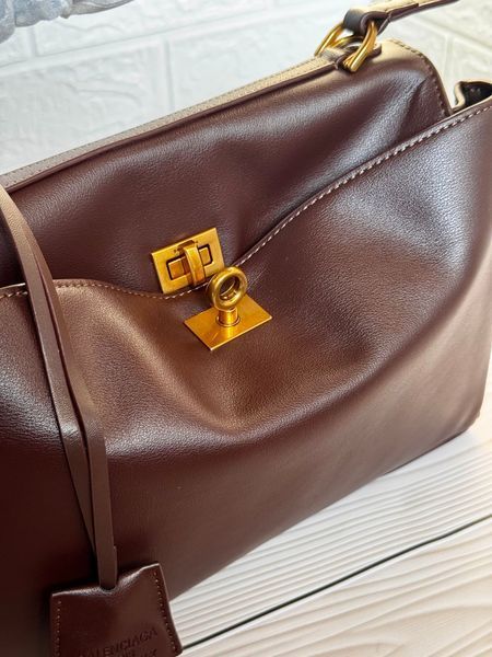 Жіноча шкіряна сумка Balenciaga Rodeo Burgundy BR28B фото