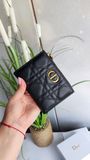 Жіночий шкіряний гаманець Dior Lady Dior Compact Wallet Black Gold  7896767 фото