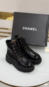 Жіночі шкіряні черевики Chanel Combat Boots Black 32425 фото