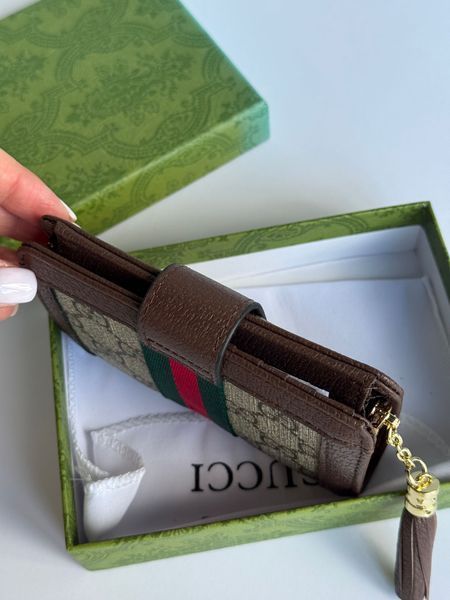Жіночий гаманець Gucci Ophidia GG Medium Wallet коричневий канва 4242 фото