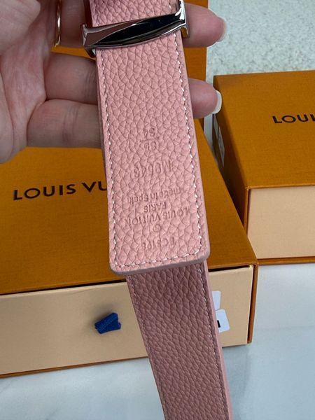 Двосторонній жіночий ремінь Louis Vuitton LV Initiales Monogram Pink срібло 87689 фото