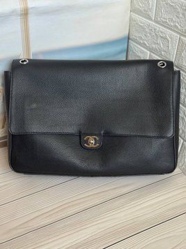 Велика жіноча сумка Chanel Maxi Flap Bag 2026 чорна зерниста шкіра 53525 фото