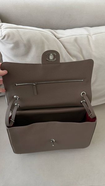 Велика жіноча сумка Chanel Maxi Flap Bag 2026 серо-коричнева шкіра Caviar 2425789 фото