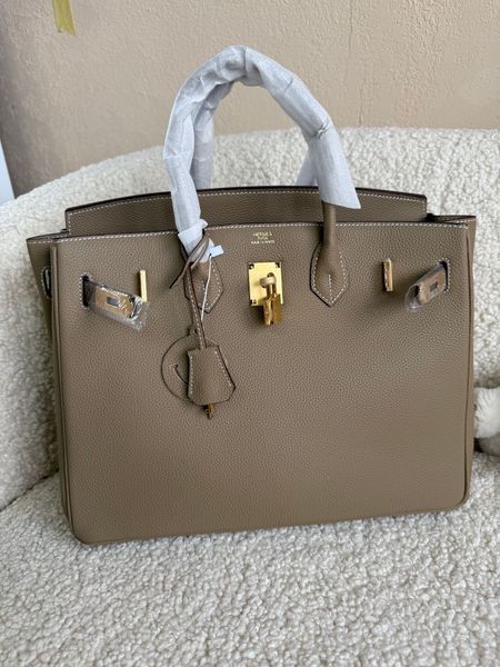 Жіноча шкіряна сумка Herm&egrave;s Birkin Etoupe Gold 352646 фото