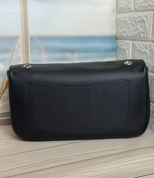 Велика жіноча сумка Chanel Maxi Flap Bag чорна зерниста шкіра зі сріблом 788462 фото