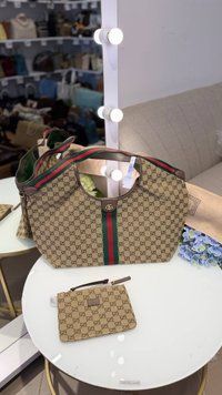 Жіноча сумка-шоппер Gucci Giglio Large Tote Bag бежева  946362 фото