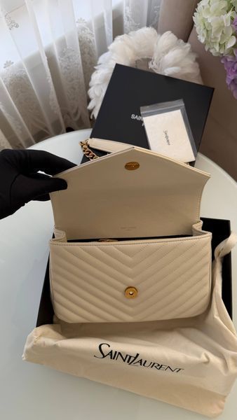 Шкіряна сумка Saint Laurent YSL College Cream 888444 фото
