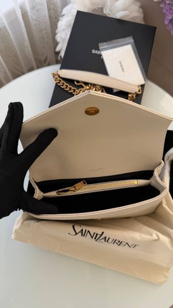 Шкіряна сумка Saint Laurent YSL College Cream 888444 фото