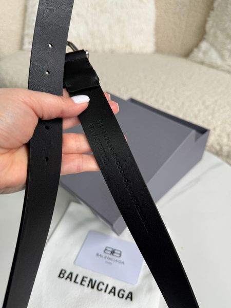 Шкіряний ремінь Balenciaga BB Large Belt Black Silver 00665405 фото