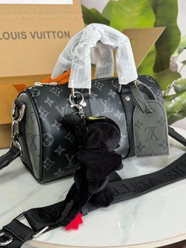 Жіноча шкіряна сумка Louis Vuitton Keepall 25 Monogram Eclipse 79795 фото