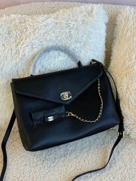 Жіноча сумка-тоут Chanel Business Affinity з поучем чорна шкіряна 7345754 фото
