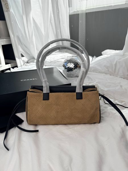 Жіноча замшева сумка Chanel Kelly Mini Shopping Bag Beige Black 436636 фото